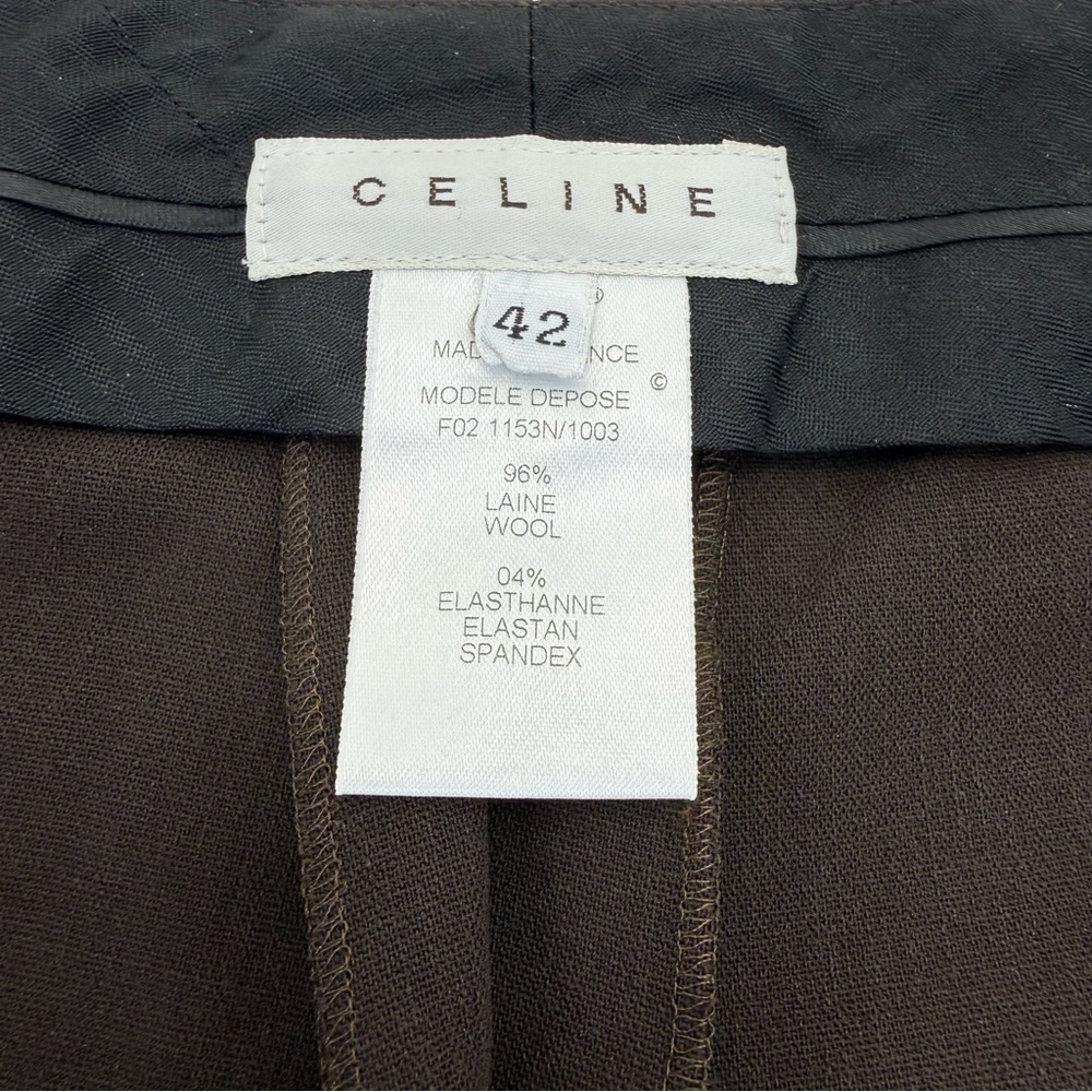 Celine Stretch Wool Pants 42 Brown - Picture 5 of 16